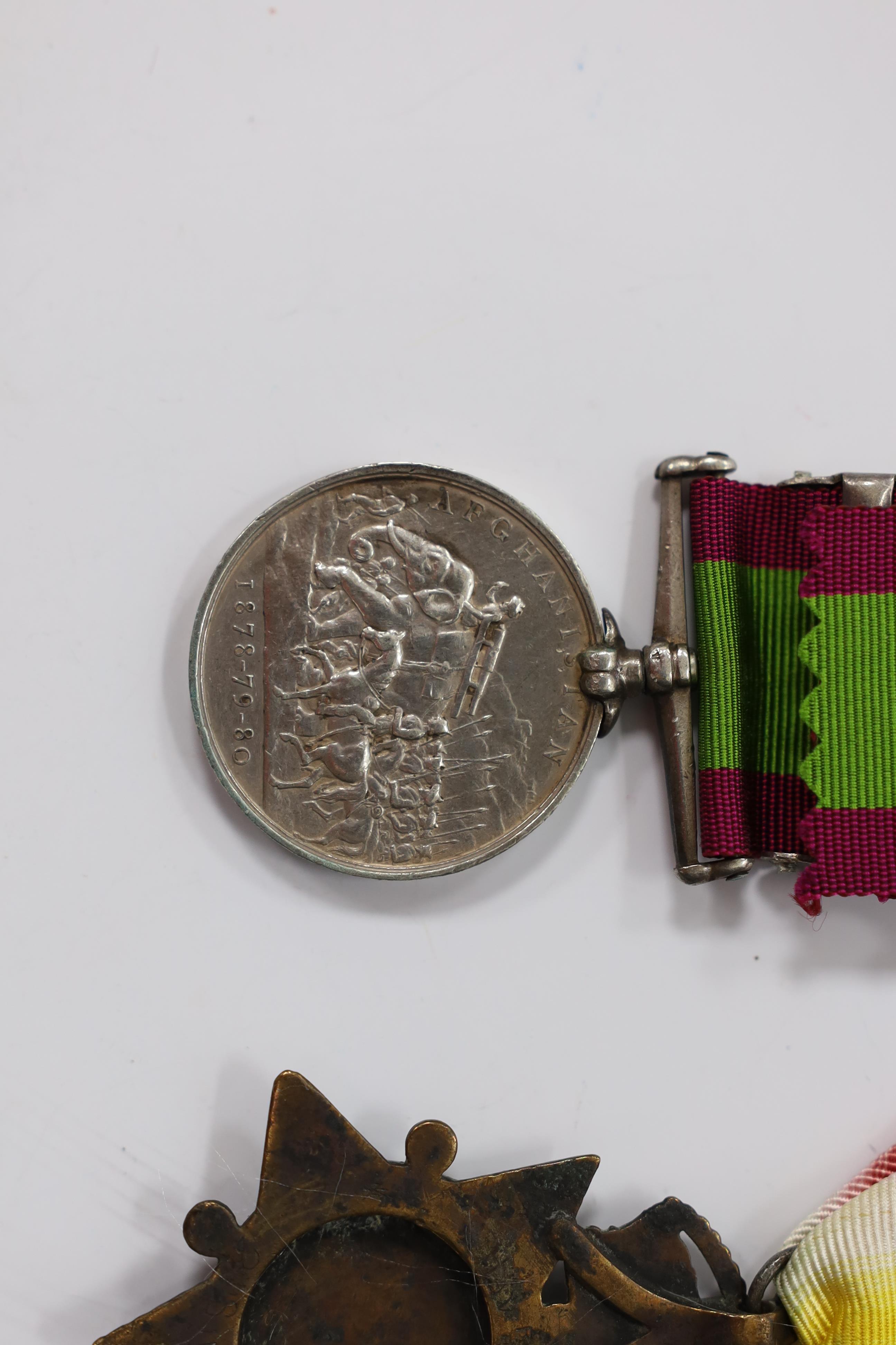 An Afghanistan Medal 1881 with Kandahar clasp to Sowah Singh ..10th Bengal. and a Kabul to Kandahar Star, unnamed as issued.